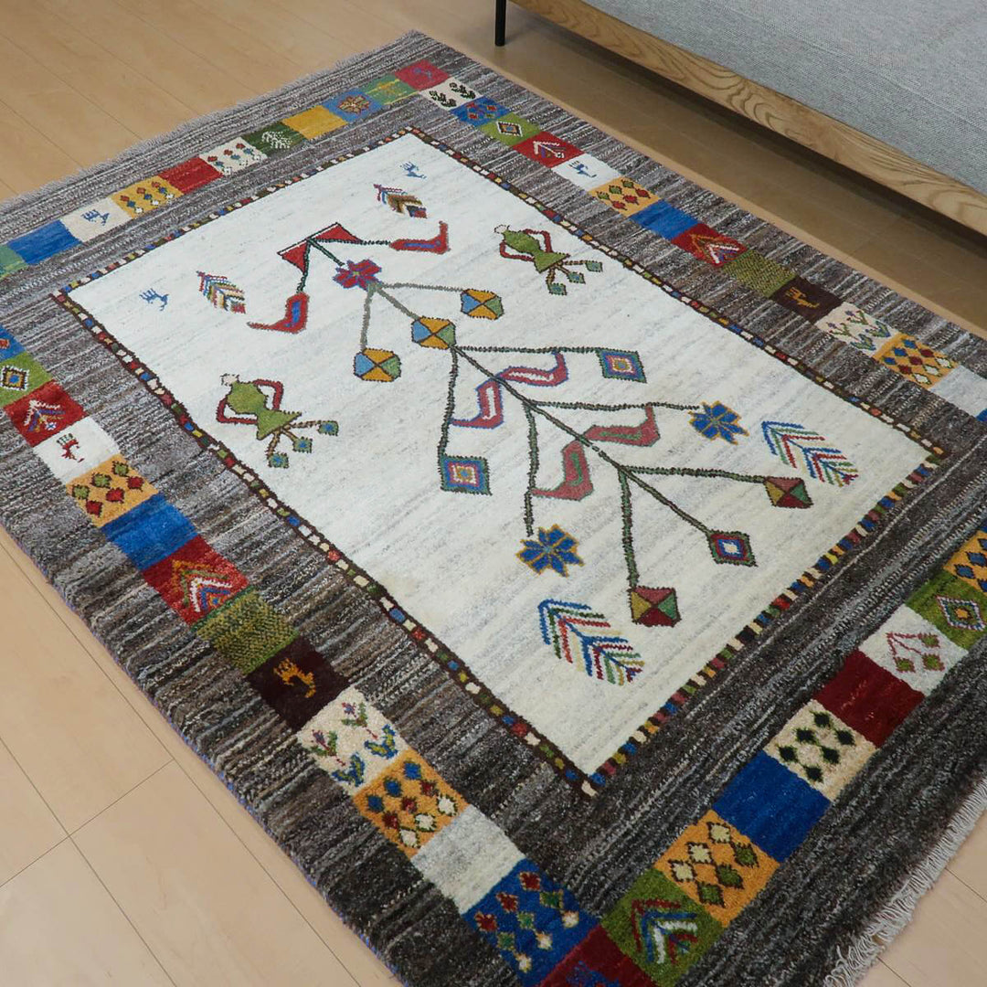 【セミオーダー受付中】  サイズ変更OK　カラー変更OK イラン　シラーズ産　ギャッベ 　（bl-11329）