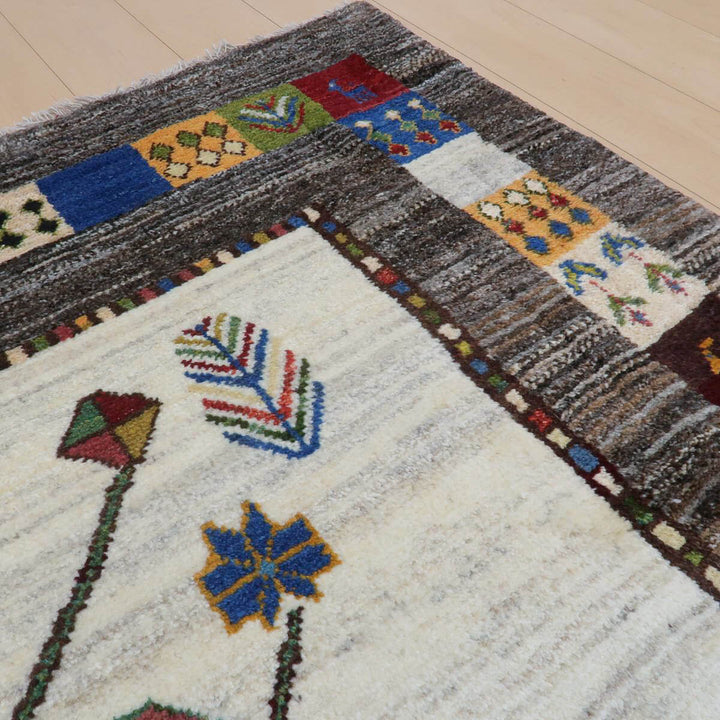 【セミオーダー受付中】  サイズ変更OK　カラー変更OK イラン　シラーズ産　ギャッベ 　（bl-11329）