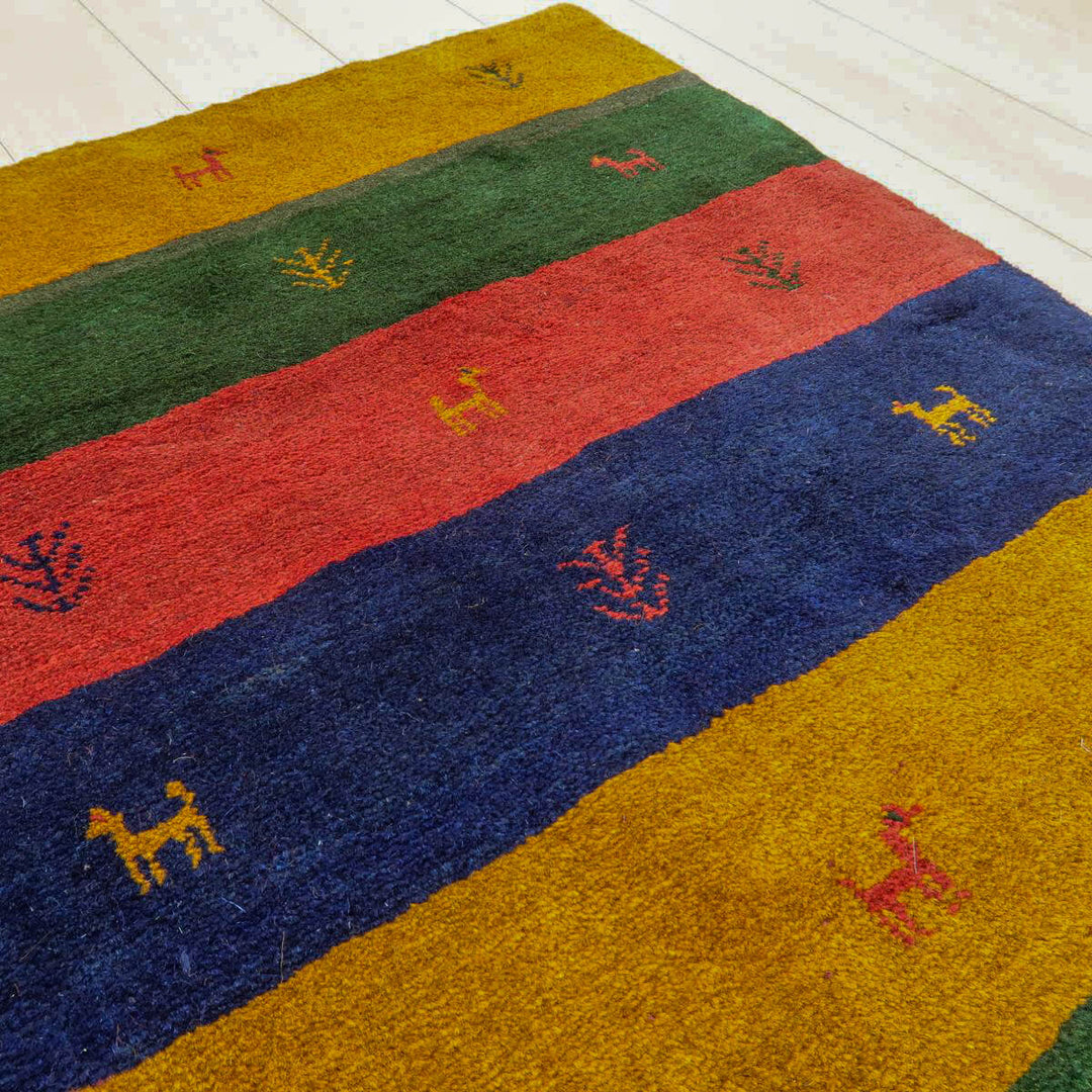 【セミオーダー受付中】  サイズ変更OK　カラー変更OK イラン　シラーズ産　ギャッベ 　（bl-11333）