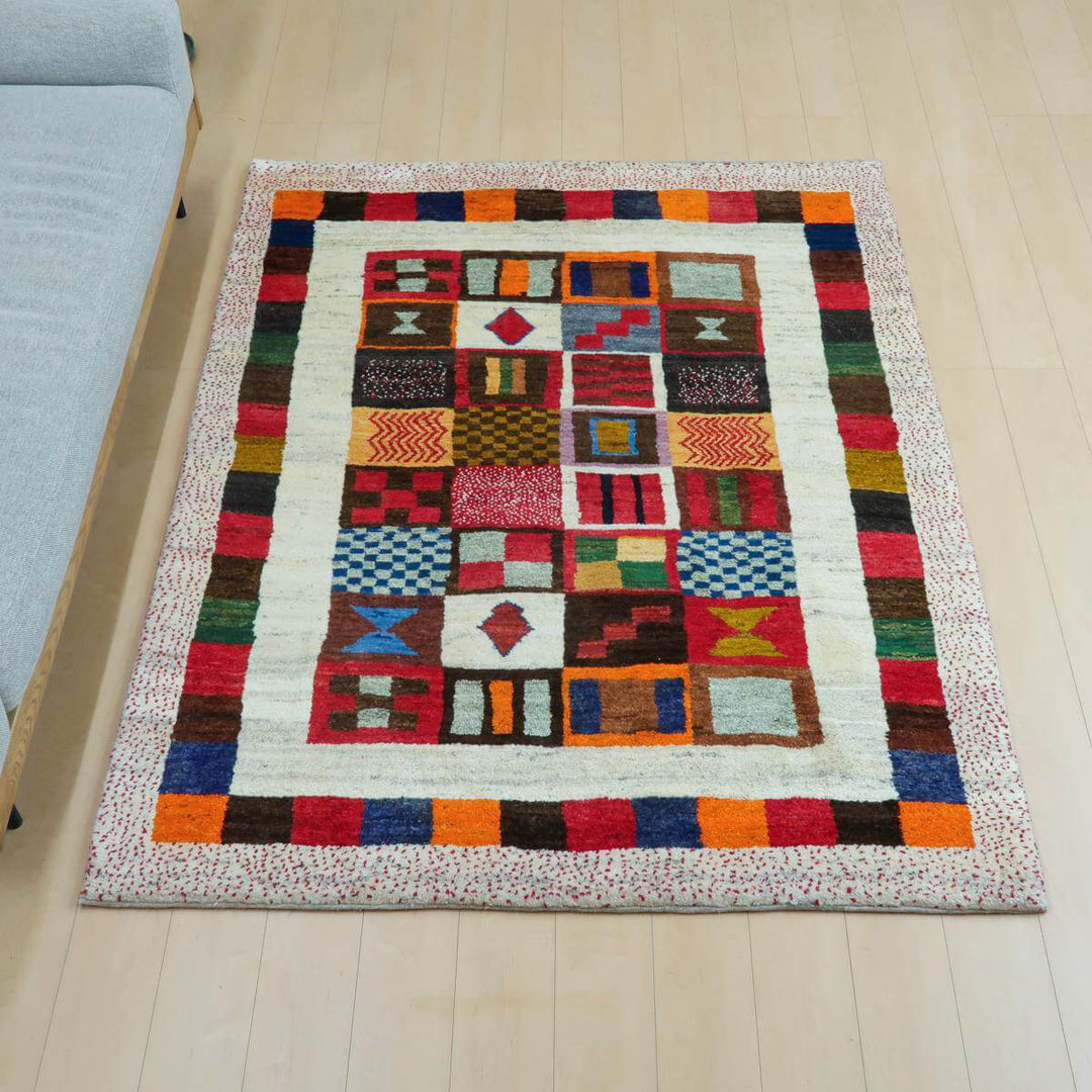 【セミオーダー受付中】  サイズ変更OK　カラー変更OK イラン　シラーズ産　ギャッベ 　（bl-11336）