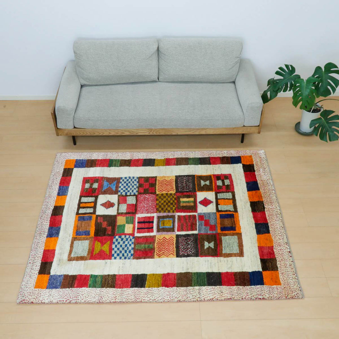 【セミオーダー受付中】  サイズ変更OK　カラー変更OK イラン　シラーズ産　ギャッベ 　（bl-11336）