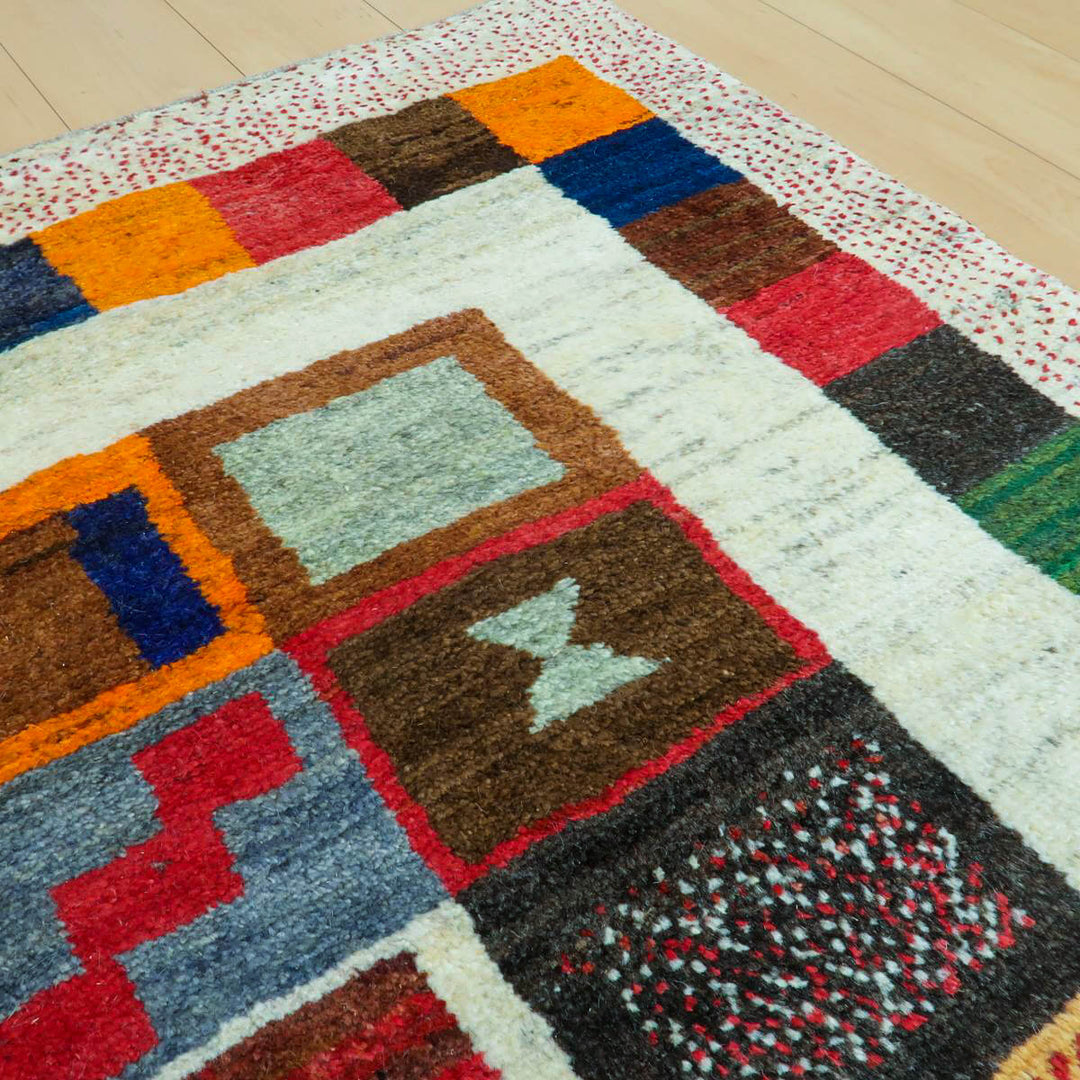 【セミオーダー受付中】  サイズ変更OK　カラー変更OK イラン　シラーズ産　ギャッベ 　（bl-11336）