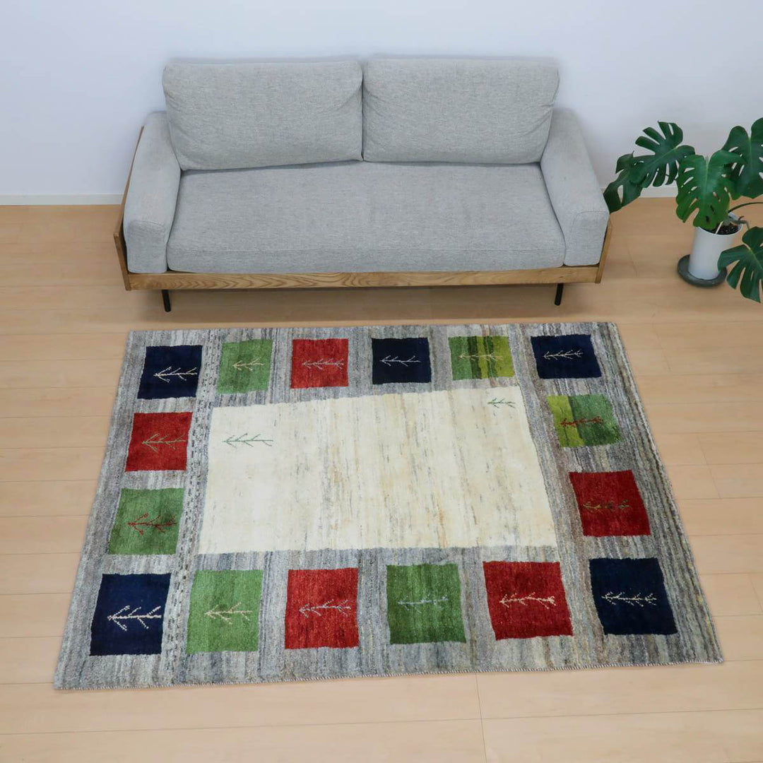 【セミオーダー受付中】  サイズ変更OK　カラー変更OK イラン　シラーズ産　ギャッベ 　（bl-11337）