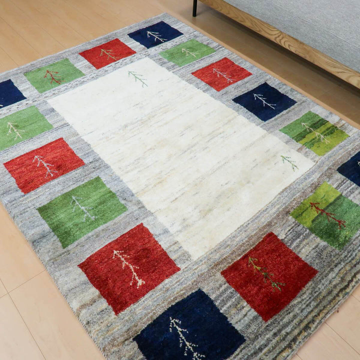 【セミオーダー受付中】  サイズ変更OK　カラー変更OK イラン　シラーズ産　ギャッベ 　（bl-11337）