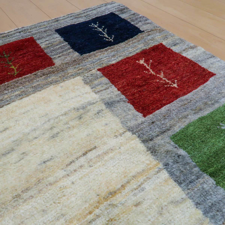 【セミオーダー受付中】  サイズ変更OK　カラー変更OK イラン　シラーズ産　ギャッベ 　（bl-11337）