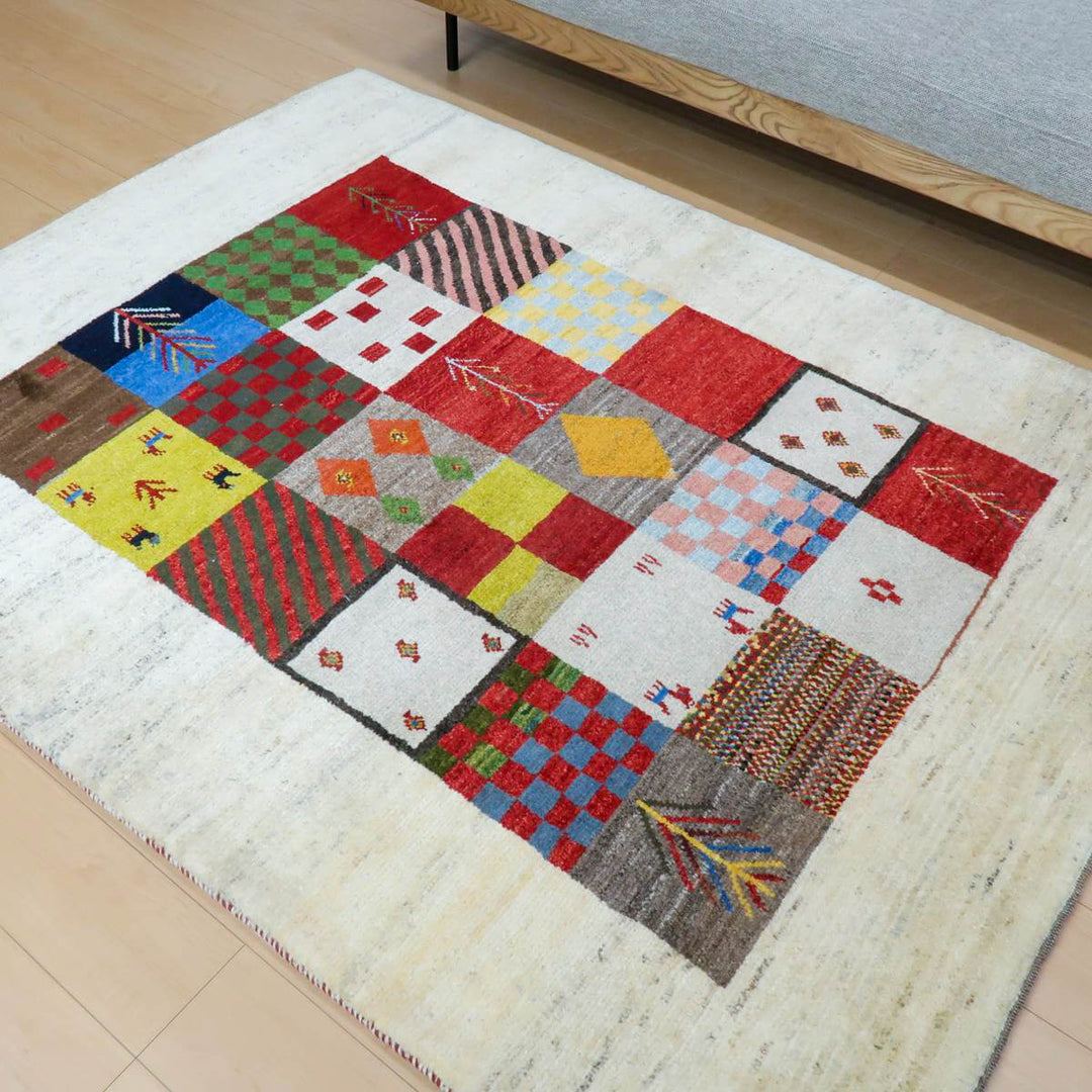 【セミオーダー受付中】  サイズ変更OK　カラー変更OK イラン　シラーズ産　ギャッベ 　（bl-11338）