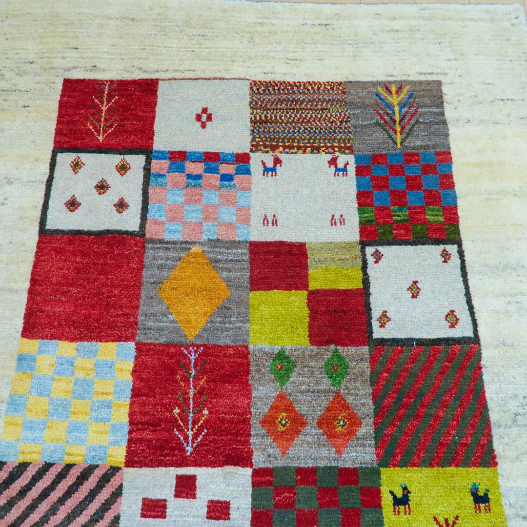 【セミオーダー受付中】  サイズ変更OK　カラー変更OK イラン　シラーズ産　ギャッベ 　（bl-11338）