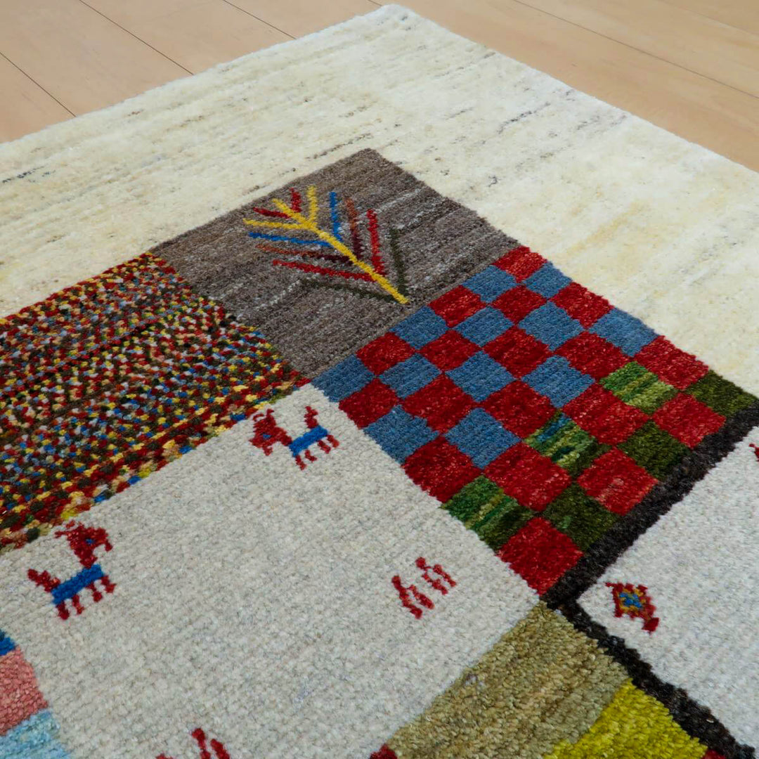 【セミオーダー受付中】  サイズ変更OK　カラー変更OK イラン　シラーズ産　ギャッベ 　（bl-11338）