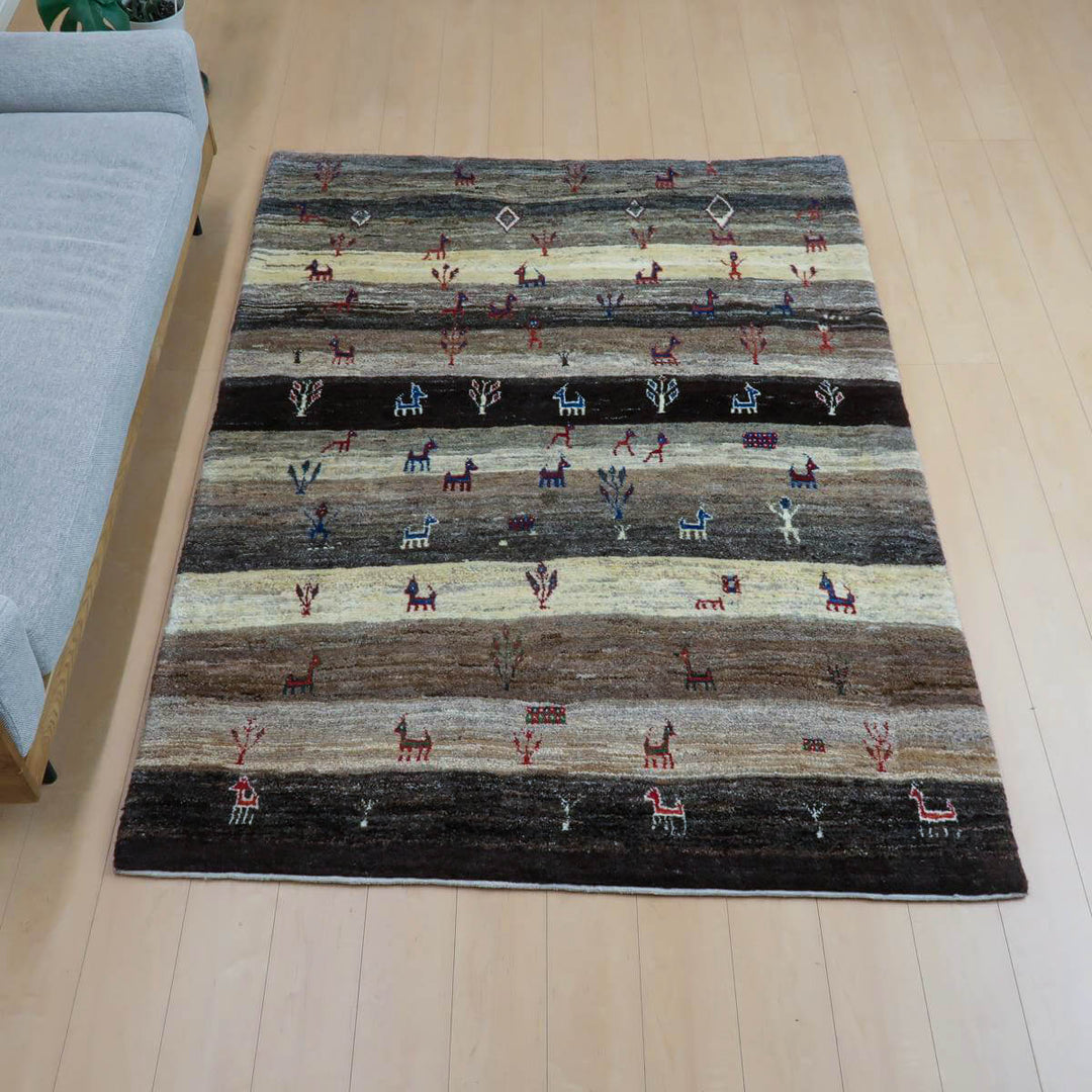 【セミオーダー受付中】  サイズ変更OK　カラー変更OK イラン　シラーズ産　ギャッベ 　（bl-11342）