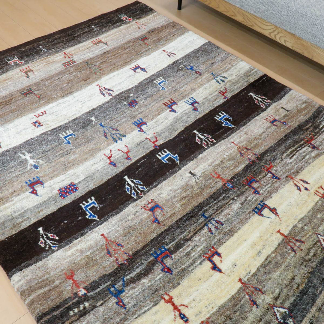 【セミオーダー受付中】  サイズ変更OK　カラー変更OK イラン　シラーズ産　ギャッベ 　（bl-11342）