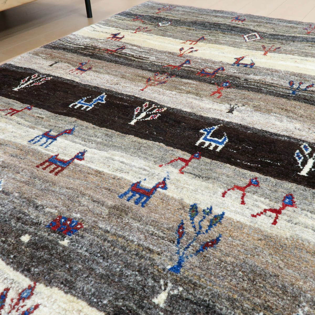 【セミオーダー受付中】  サイズ変更OK　カラー変更OK イラン　シラーズ産　ギャッベ 　（bl-11342）