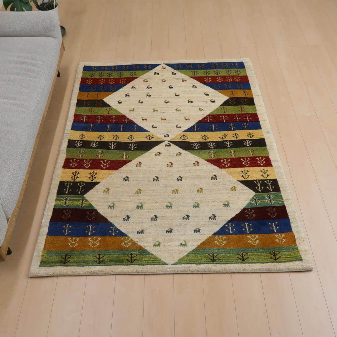 【セミオーダー受付中】  サイズ変更OK　カラー変更OK イラン　シラーズ産　ギャッベ 　（bl-11352）