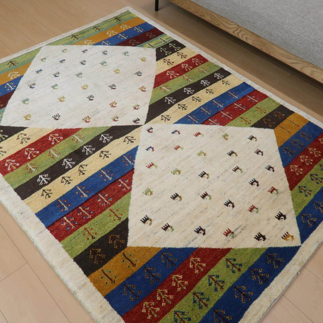 【セミオーダー受付中】  サイズ変更OK　カラー変更OK イラン　シラーズ産　ギャッベ 　（bl-11352）