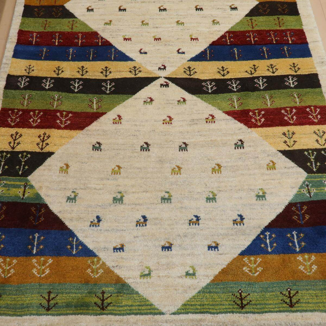 【セミオーダー受付中】  サイズ変更OK　カラー変更OK イラン　シラーズ産　ギャッベ 　（bl-11352）