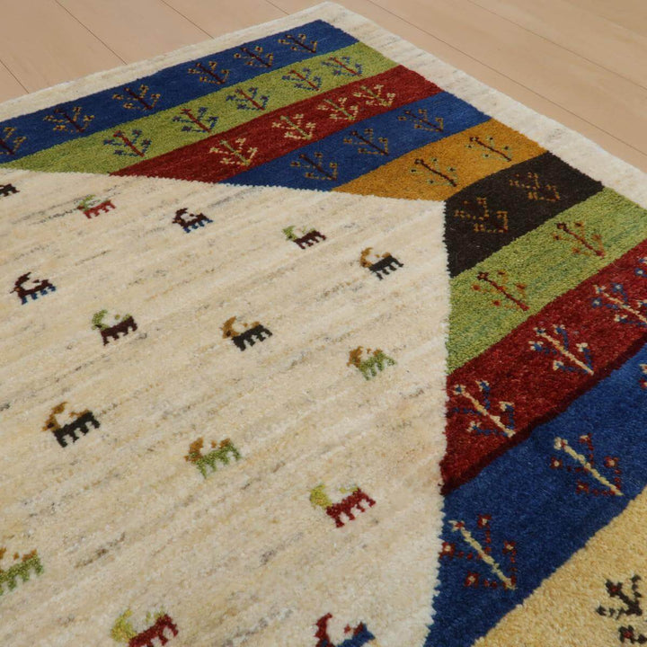 【セミオーダー受付中】  サイズ変更OK　カラー変更OK イラン　シラーズ産　ギャッベ 　（bl-11352）