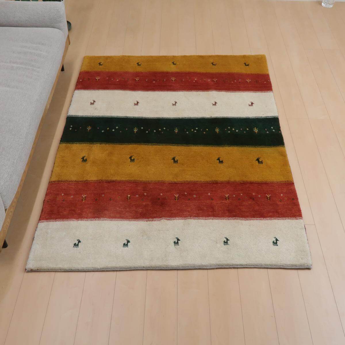 絨毯　ギャッベ キリムスタイル / ギャッベ 手織りラグ イラン産絨毯200×152cm