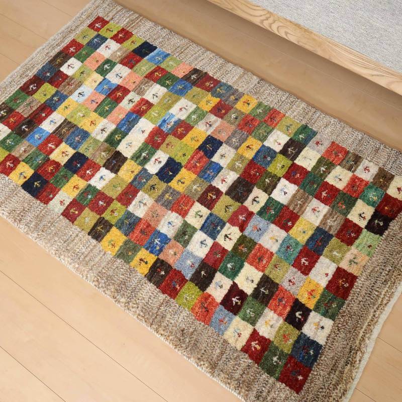 【セミオーダー受付中】  サイズ変更OK　カラー変更OK イラン　シラーズ産　ギャッベ 　（bm-10241）