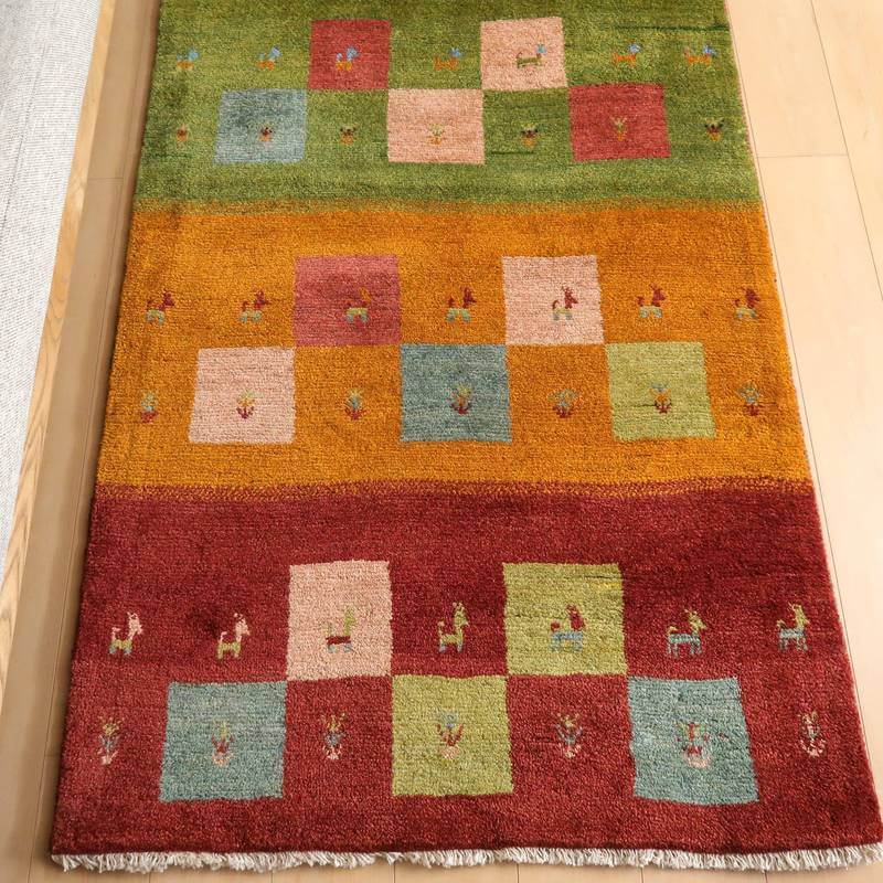 【セミオーダー受付中】  サイズ変更OK　カラー変更OK イラン　シラーズ産　ギャッベ 　（bm-10532）