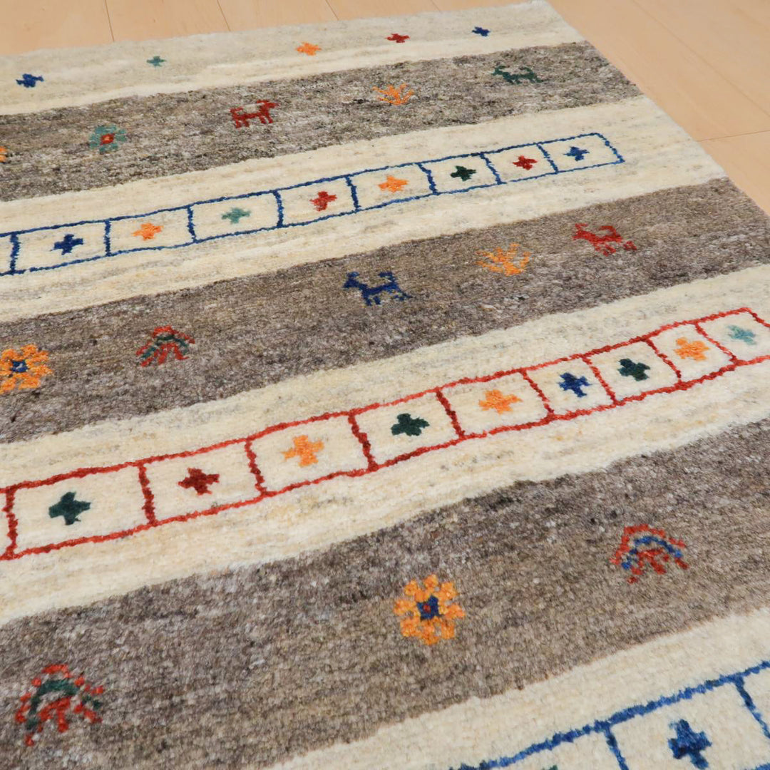 【セミオーダー受付中】  サイズ変更OK　カラー変更OK イラン　シラーズ産　ギャッベ 　（bm-11668）