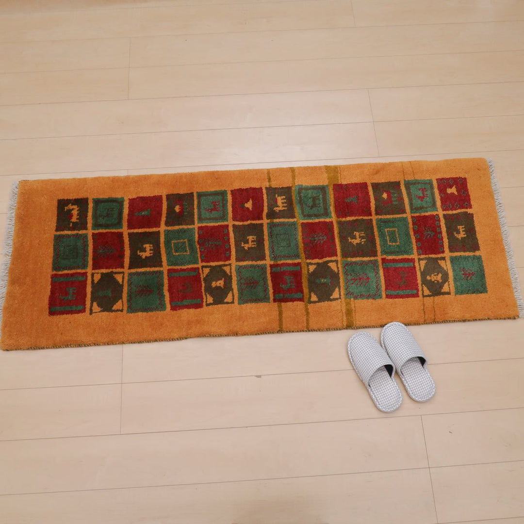 【セミオーダー受付中】  サイズ変更OK　カラー変更OK イラン　シラーズ産　ギャッベ 　（br-11661）