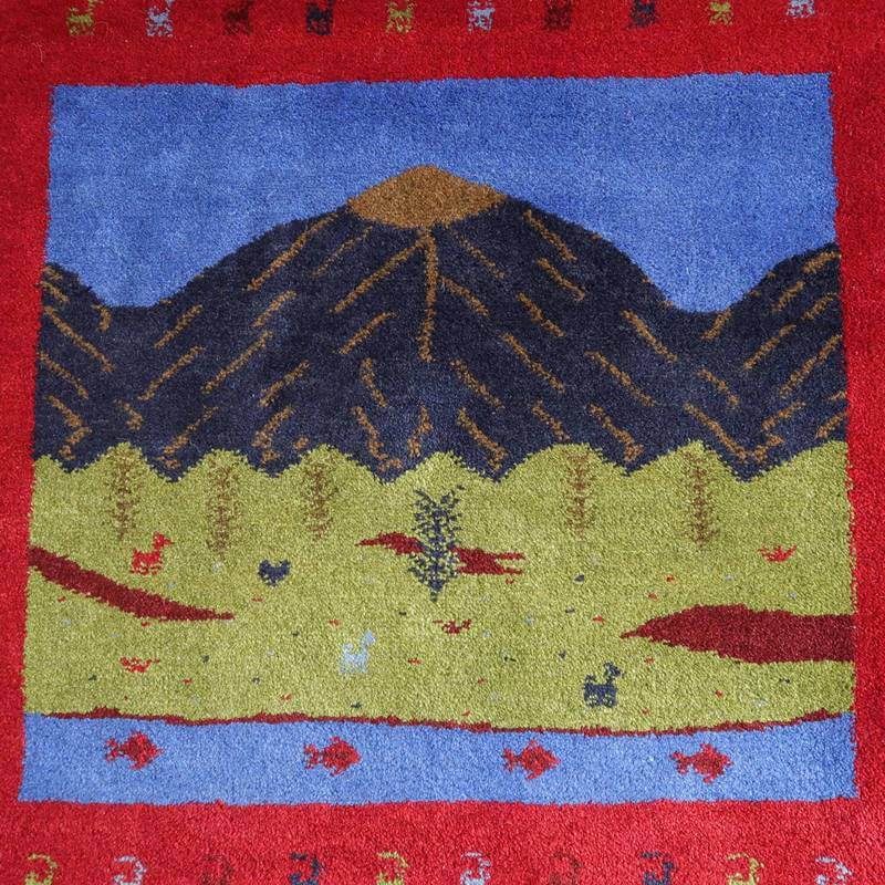 ギャッベ（ギャベ）イラン産草木染めの玄関マットサイズデザイン部分画像