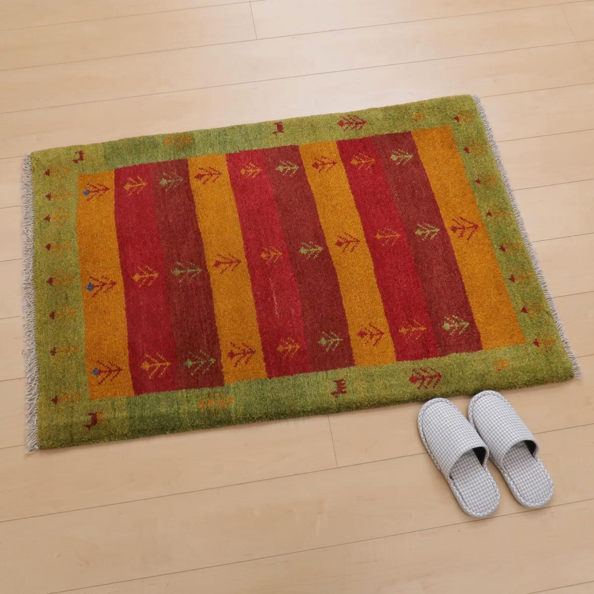 【夏のキャンペーン】ペルシャ　ギャッベ　玄関　90×60 アイボリー　孔雀 楽天市場】ギャッベ セールの通販