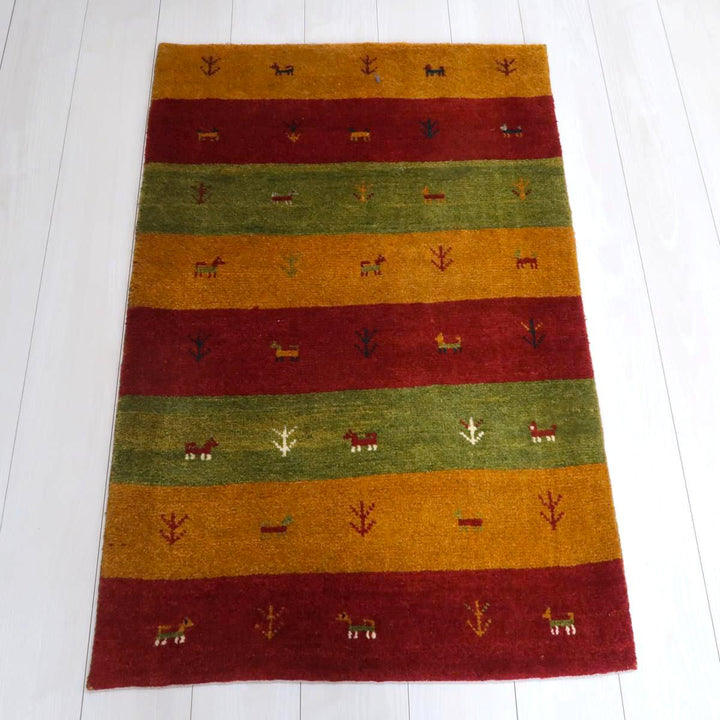 【セミオーダー受付中】  サイズ変更OK　カラー変更OK イラン　シラーズ産　ギャッベ 　（bs-11443）