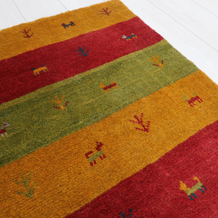 【セミオーダー受付中】  サイズ変更OK　カラー変更OK イラン　シラーズ産　ギャッベ 　（bs-11443）