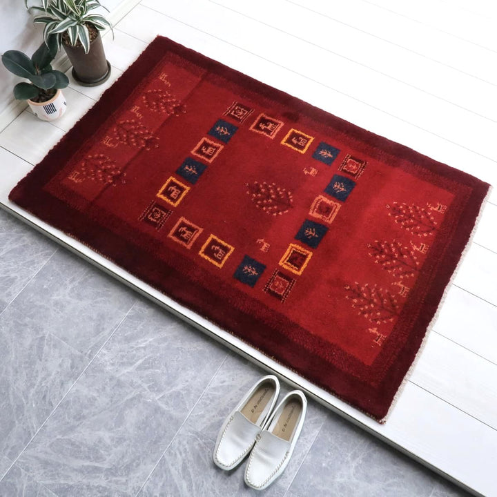 【セミオーダー受付中】  サイズ変更OK　カラー変更OK イラン　シラーズ産　ギャッベ 　（bs-11446）