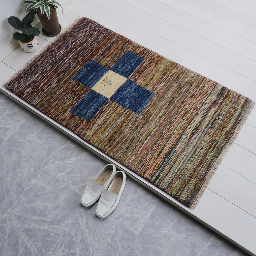 【セミオーダー受付中】  サイズ変更OK　カラー変更OK イラン　シラーズ産　ギャッベ 　（bs-11458）