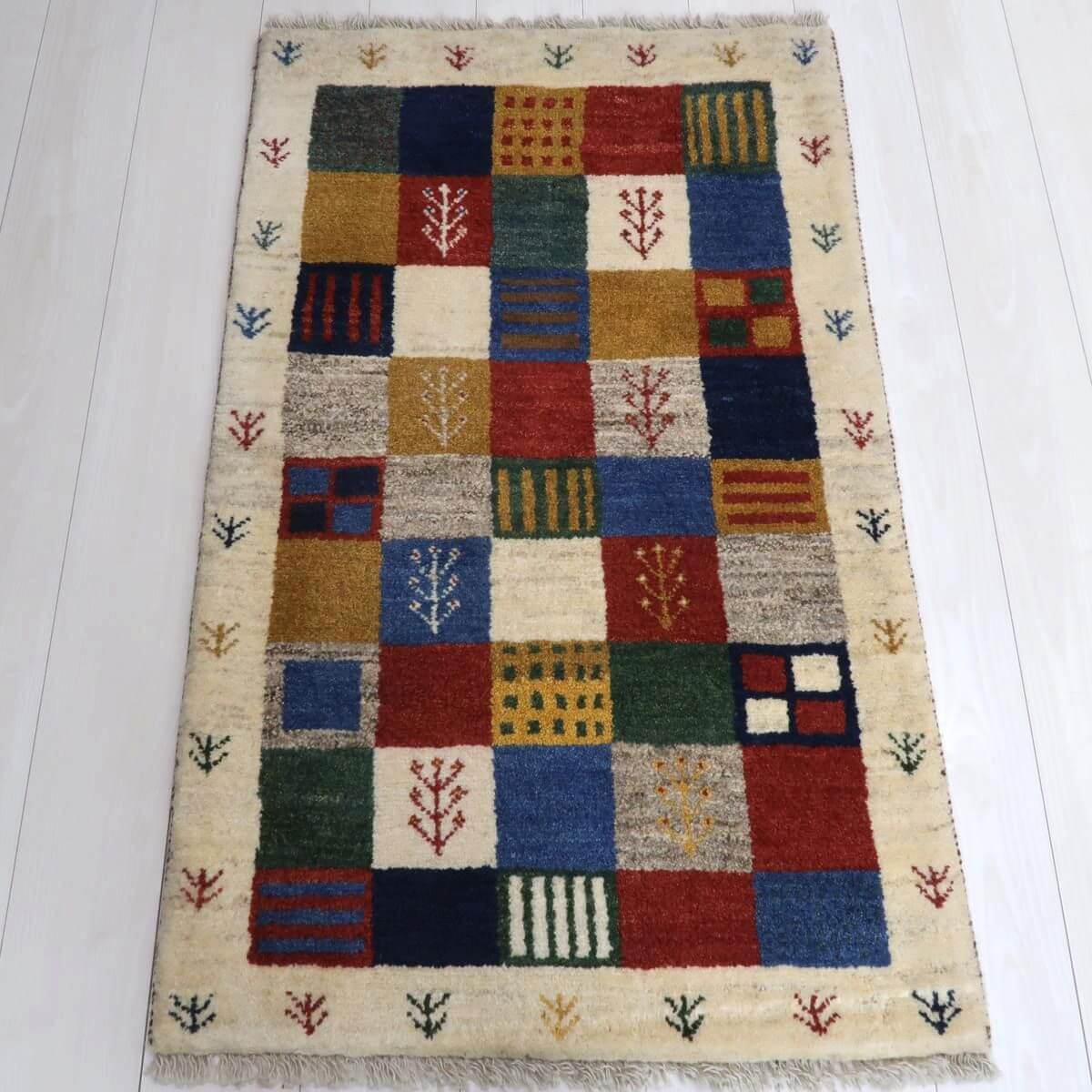 カラフル手織りギャッベ,ラティーフ,132×82cm｜玄関マット・北欧風