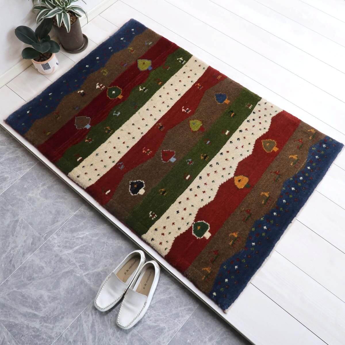 128×81cm ペルシャ絨毯ギャッベ手織り 128×81cm ペルシャ絨毯ギャッベ手織り