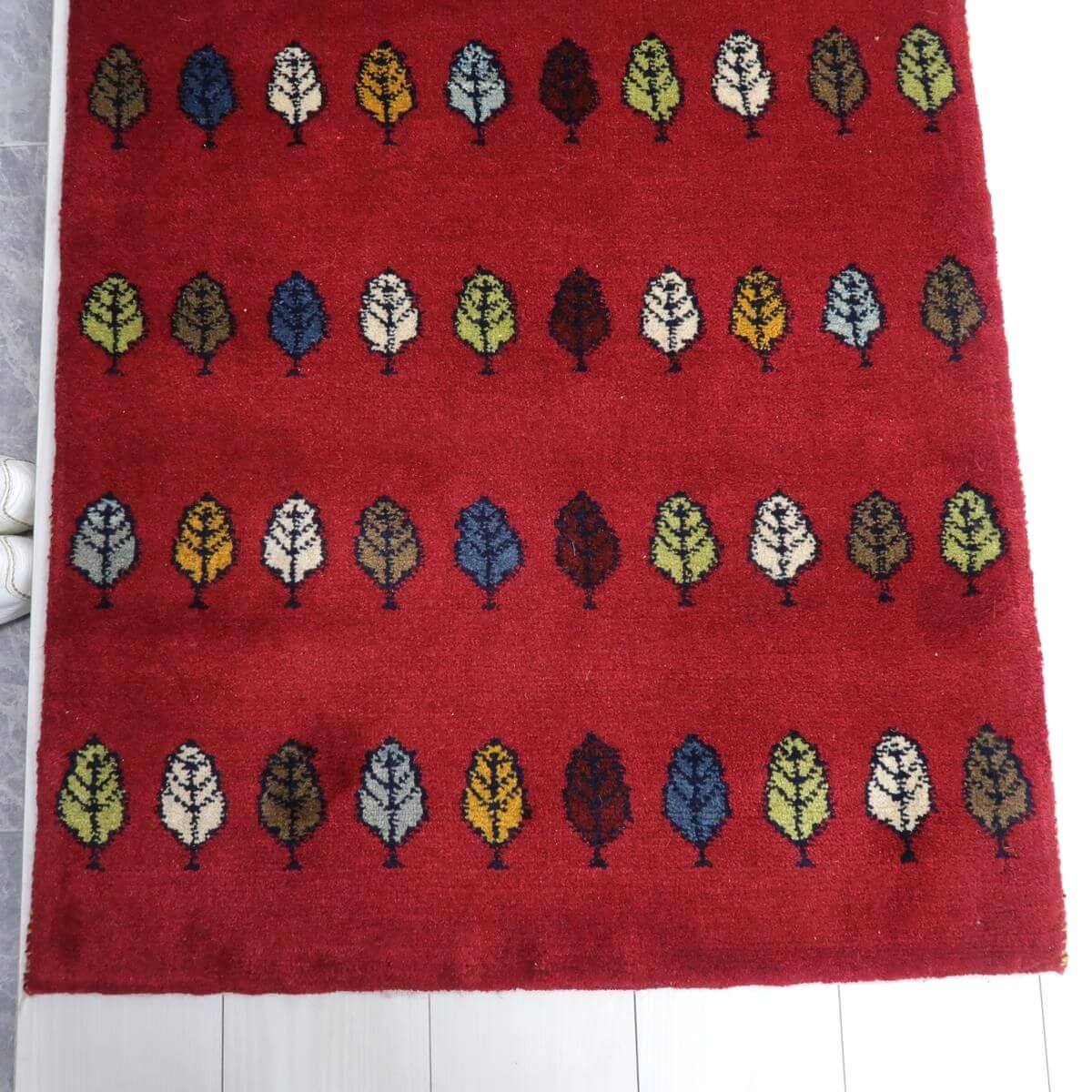 ギャッベ,カシュクリ,ラグ,126×77cm｜手織りペルシャ絨毯｜レッド
