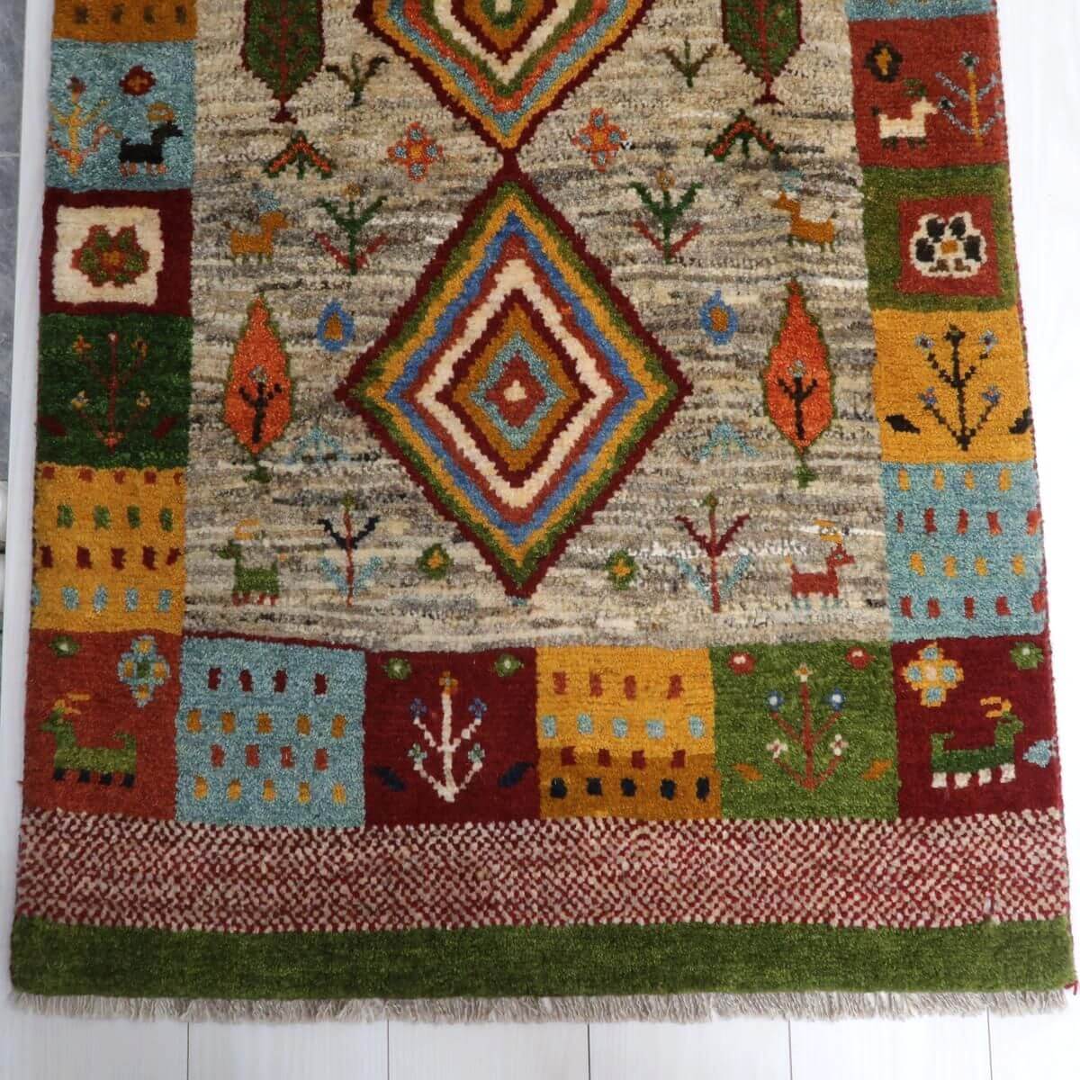 ギャッベ,ラグ,125×80cm｜手織りペルシャ絨毯,ラティーフ