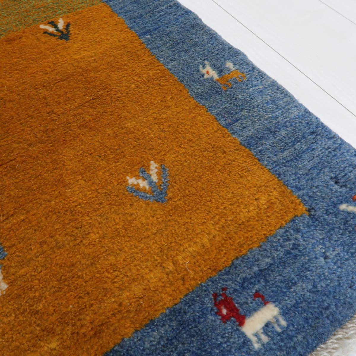 ギャッベ,ラグ,122×82cm｜手織りペルシャ絨毯,ラティーフ｜オレンジ