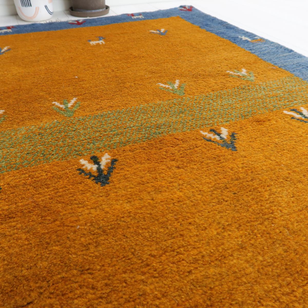 ギャッベ,ラグ,122×82cm｜手織りペルシャ絨毯,ラティーフ｜オレンジ