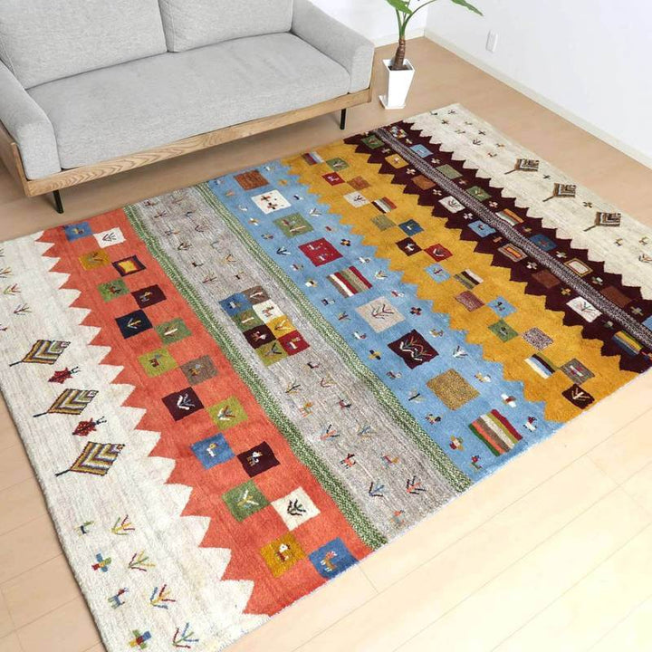 【セミオーダー受付中】  サイズ変更OK　カラー変更OK イラン　シラーズ産　ギャッベ 　（bx-10002）