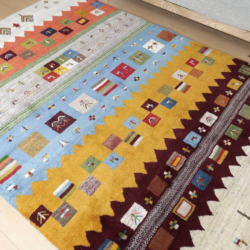 【セミオーダー受付中】  サイズ変更OK　カラー変更OK イラン　シラーズ産　ギャッベ 　（bx-10002）