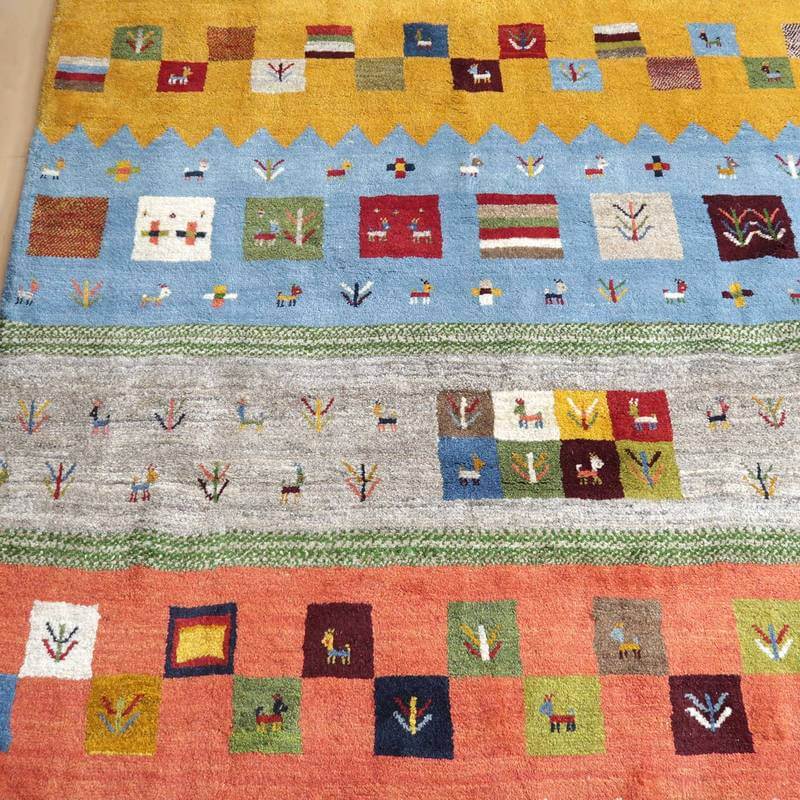 【セミオーダー受付中】  サイズ変更OK　カラー変更OK イラン　シラーズ産　ギャッベ 　（bx-10002）