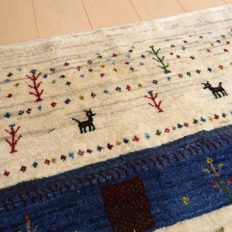 【セミオーダー受付中】  サイズ変更OK　カラー変更OK イラン　シラーズ産　ギャッベ 　（bx-10409）