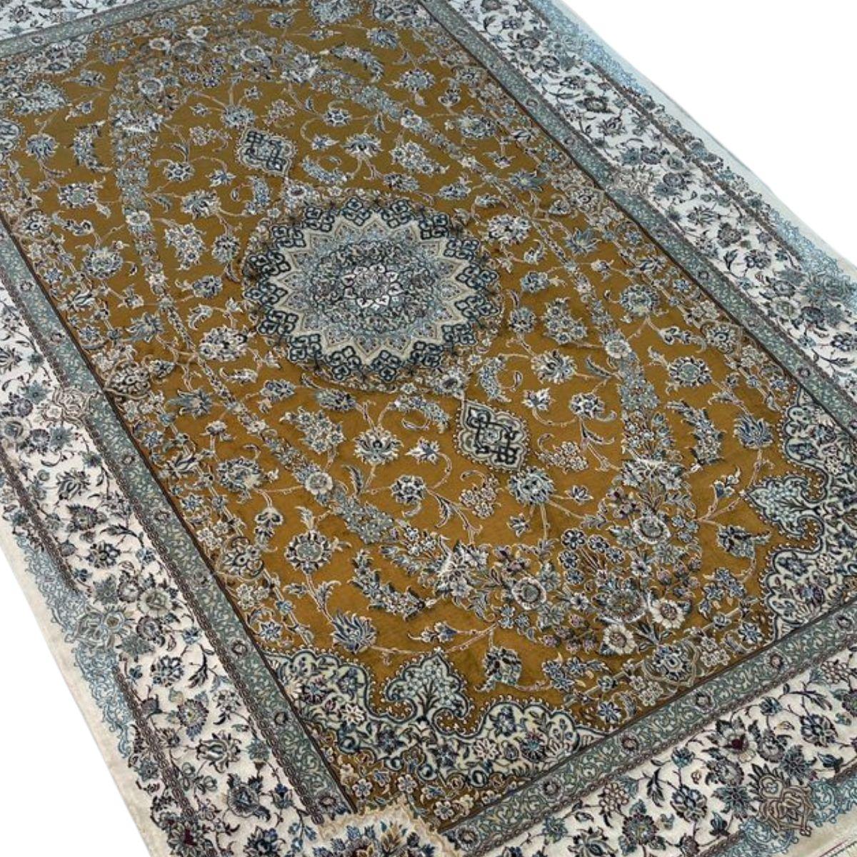 ペルシャ絨毯 ペルシャ絨毯クム産シルク アハマディ工房 玄関マット 84x58