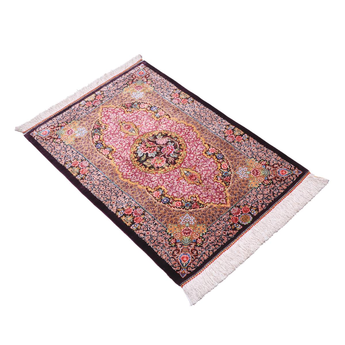 高級ペルシャ絨毯 (クム) 85×59cm（FN-70291） – ギャッベ＆ペルシャ
