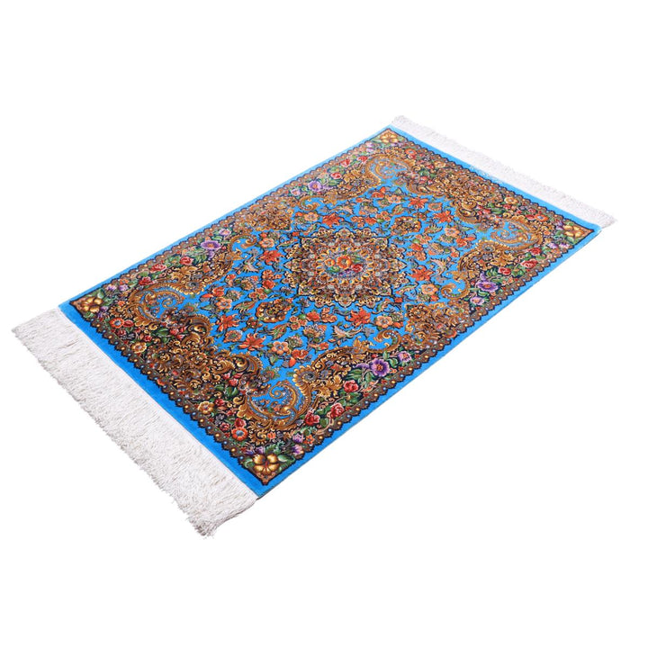 高級ペルシャ絨毯（シルク100％）メフルバフ工房　123×77cm（FN-70302）