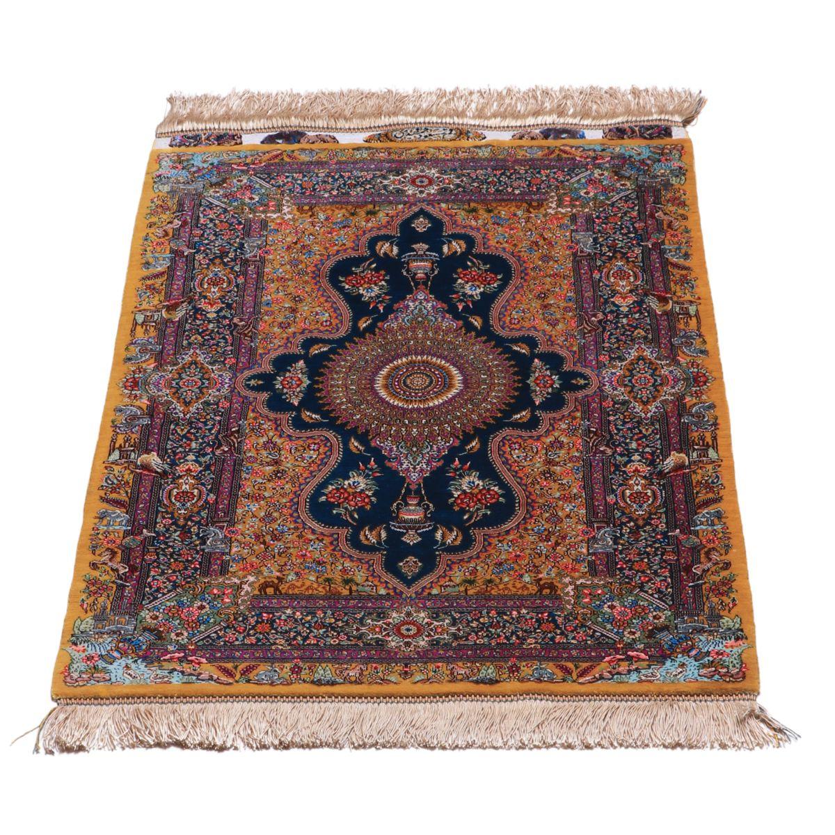 高級ペルシャ絨毯 (ジャムシーディー工房) 90×57cm（FN-70320
