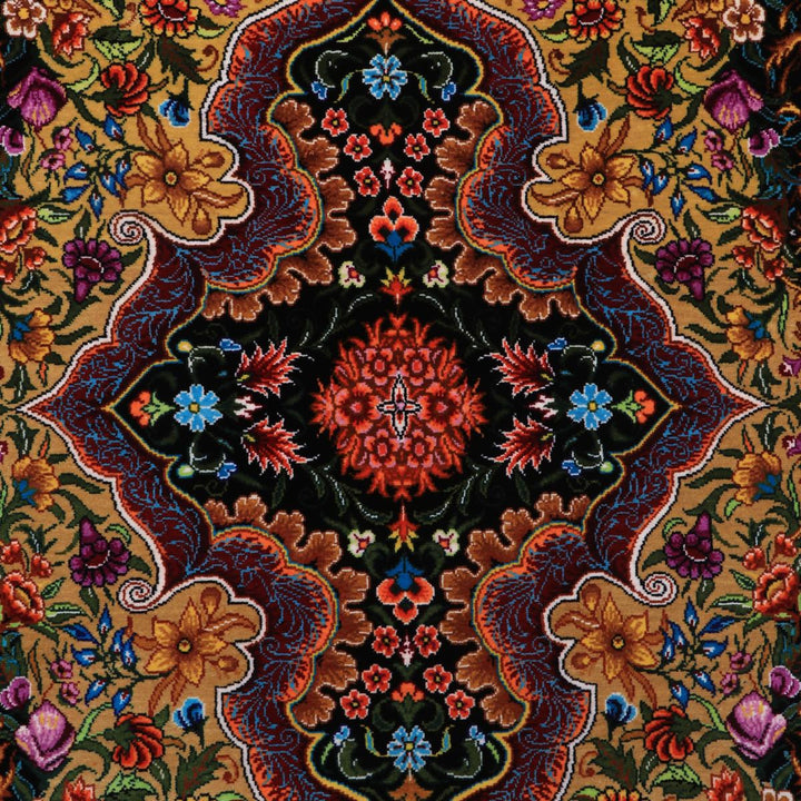 高級ペルシャ絨毯（シルク100％）アシュラフ工房　99×62cm（FN-70322）