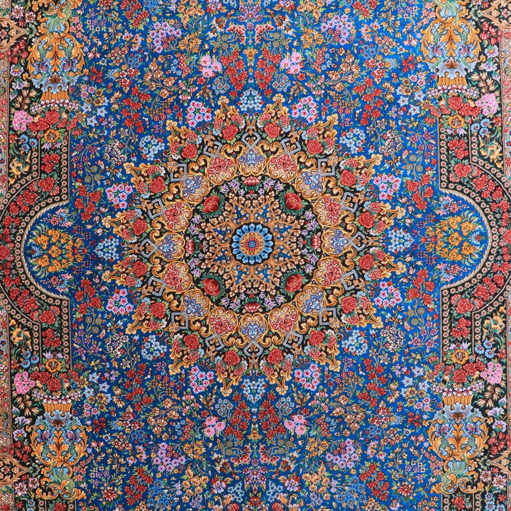 高級ペルシャ絨毯（シルク100％）メフルバフ工房　200×129cm（FN-70334）