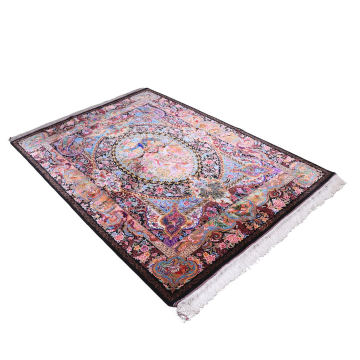 高級ペルシャ絨毯（シルク100％）モハンマディー工房　199×137cm（FN-70339）