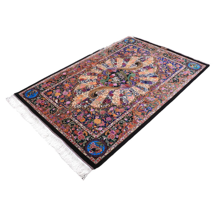 高級ペルシャ絨毯（シルク100％）モハンマディー工房　193×132cm（FN-70341）