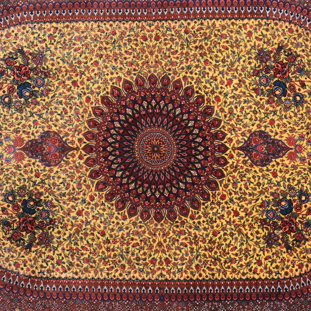 高級ペルシャ絨毯（シルク100％）クム　203×144cm（FN-70345）