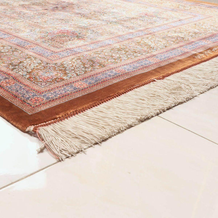 高級ペルシャ絨毯（シルク100％）ヌーリ工房　151×101cm（FN-70352）